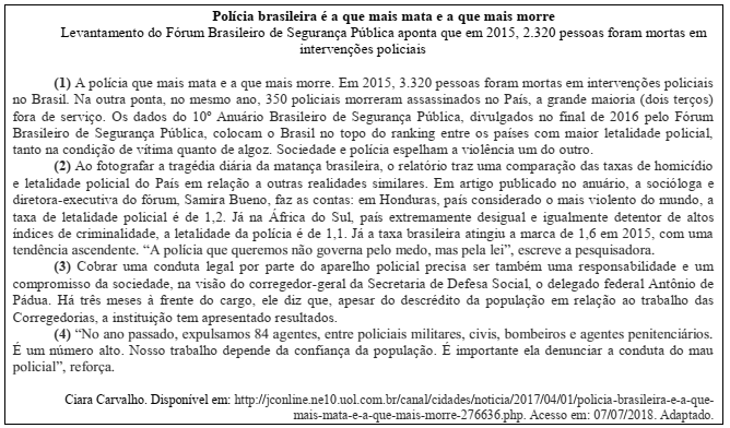 questões de concursos Polícia Militar do Estado de Pernambuco (PM-PE) 2018 