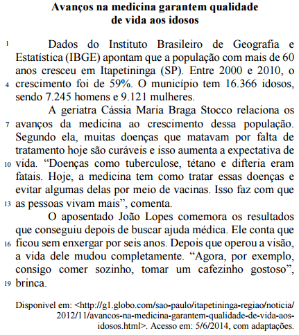 questões de concursos Secretaria de Estado da Saúde do Distrito Federal (SESAU DF) 2014 