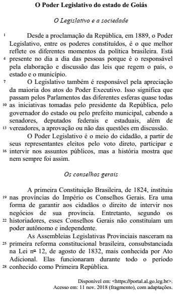 questões de concursos Assembleia Legislativa do Estado de Goiás (AL  GO) 2019 