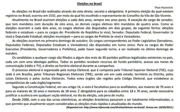 questões de concursos - Tribunal Regional Eleitoral de Minas Gerais (TRE MG) - 2015