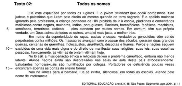 questões de concursos Ministério Público do Estado da Bahia (MPE BA) 2004 
