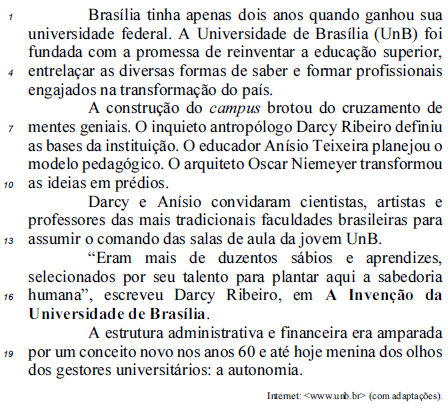 questões de concursos Fundação Universidade de Brasília (FUB) 2016 