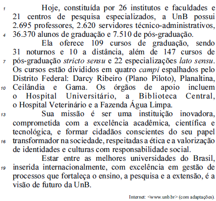 questões de concursos Fundação Universidade de Brasília (FUB) 2016 