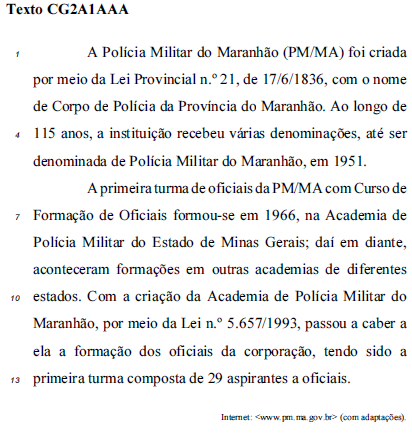 questões de concursos Polícia Militar do Estado do Maranhão (PM MA) 2017 