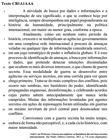 questões de concursos Agência Brasileira de Inteligência (ABIN) 2018 