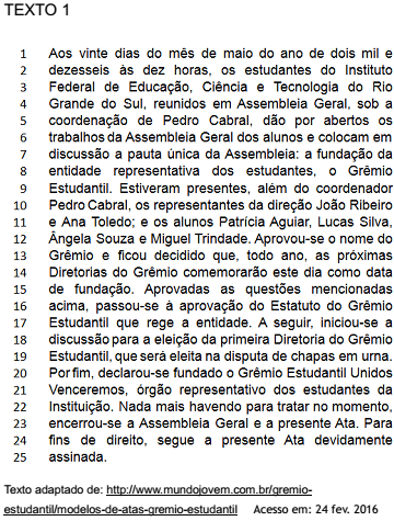 questões de concursos - Instituto Federal de Educação, Ciência e Tecnologia do Rio Grande do Sul (IFRS) - 2016