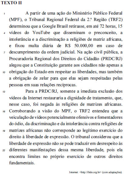 questões de concursos - Ministério Público da União (MPU) - 2015